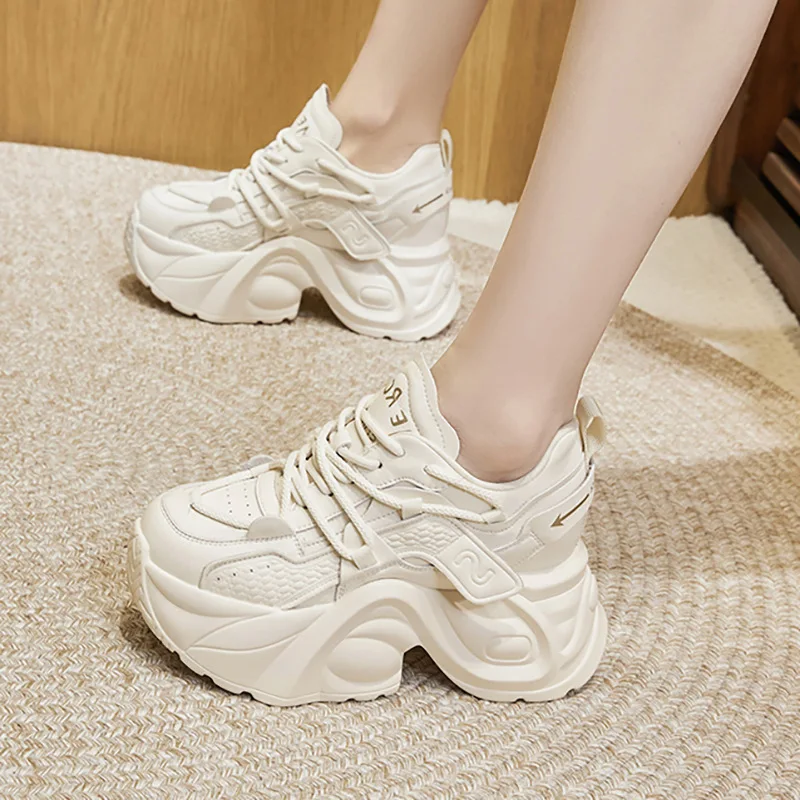 Custom Platform Sneakers Women Spring 10cm Thick Sole Elevator Shoes Casual Sports Shoes