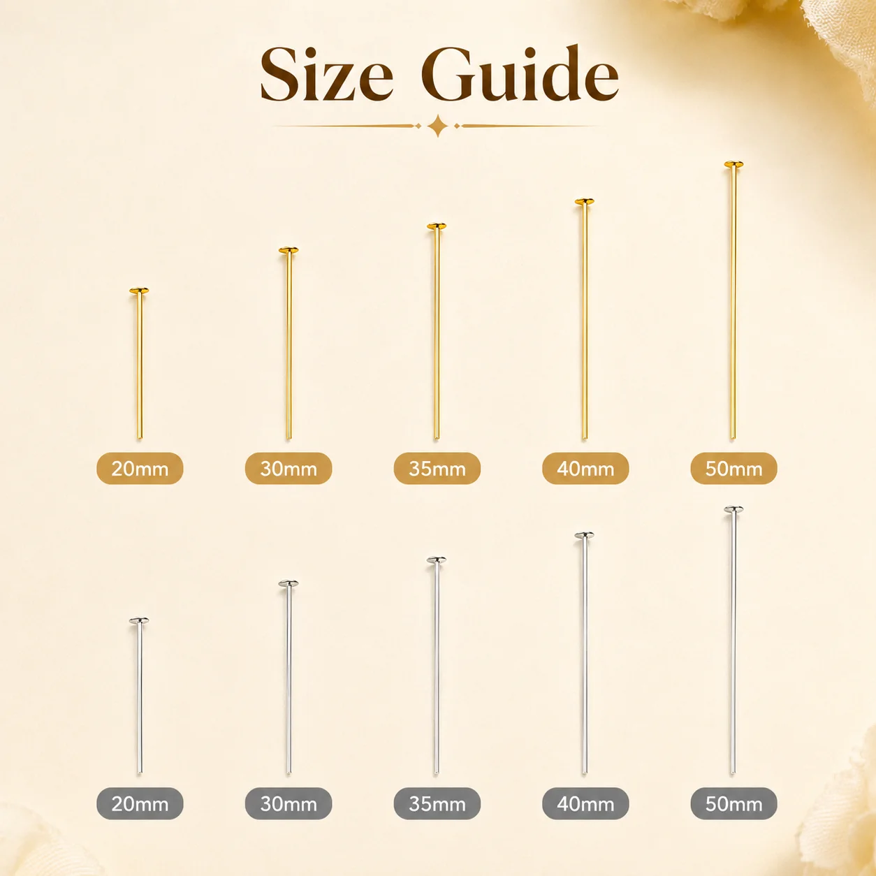 20-50mm Alloy T-Pins Silver/Gold for Handmade DIY Jewelry Earrings Bracelets Necklaces Connectors and Accessories