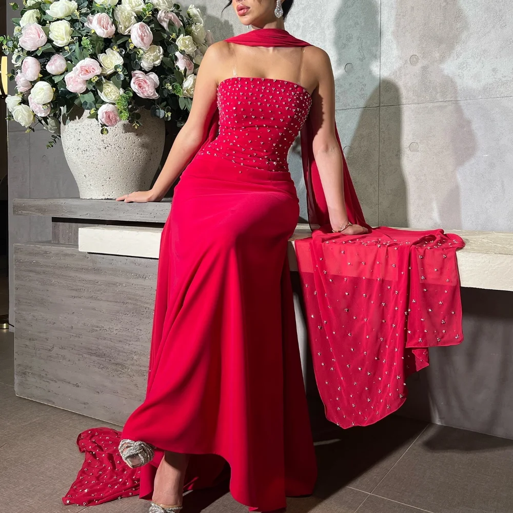 

Serendipity Formal Evening Dresses for Sexy Women Luxurious Crystal Party Gowns With Chiffon Shawl Floor-Length Customized