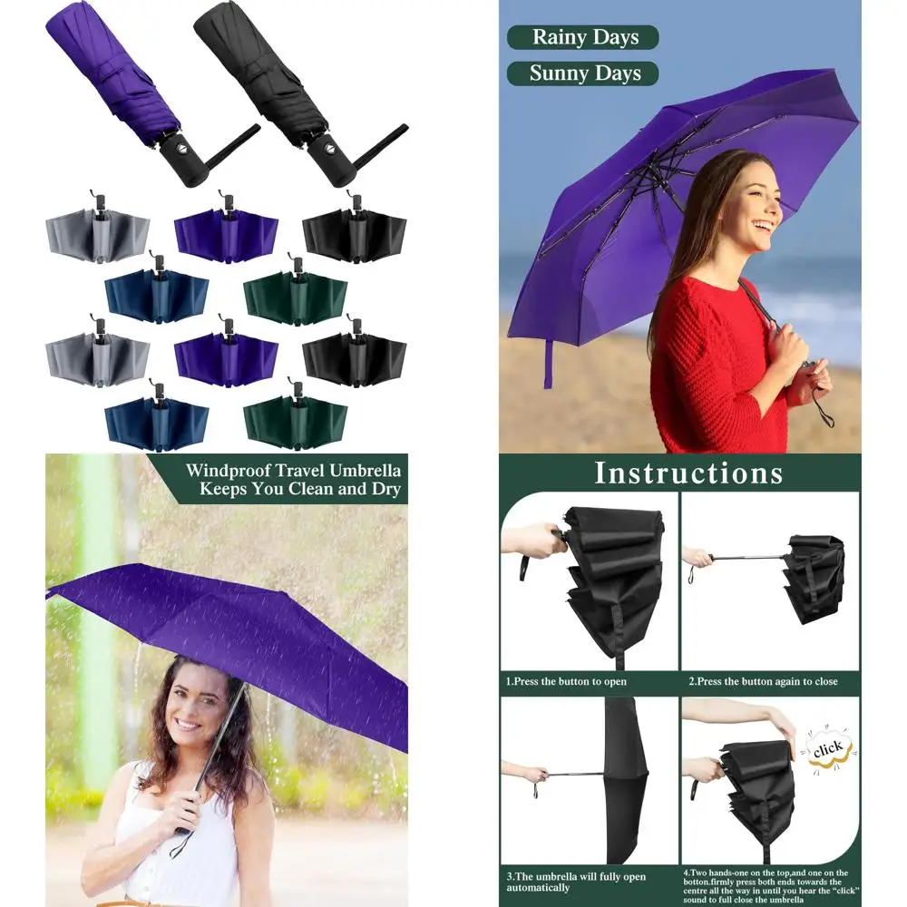 

Automatic Open Close Collapsible Umbrellas Bulk Pack of 10, Ideal for Men and Women, Rain Protection Accessories