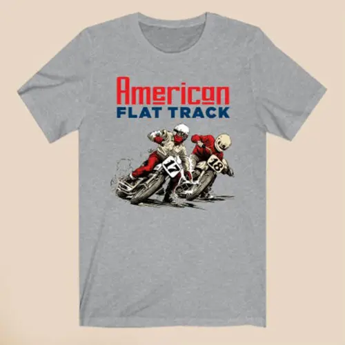 AMA American Flat Track Motocross Men's Gray T-Shirt Size S-3XL