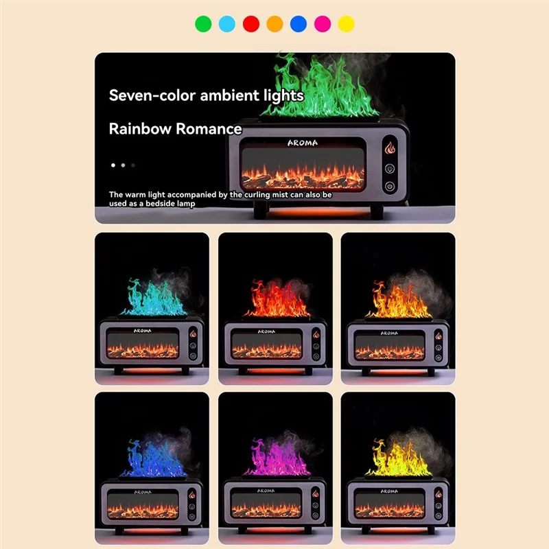 

ASWUT-Fireplace Flame Humidifier 7, цвет пламени, ароматический диффузор, безводные увлажнители с автоматическим выключением для спальни, йоги, тренажерного зала