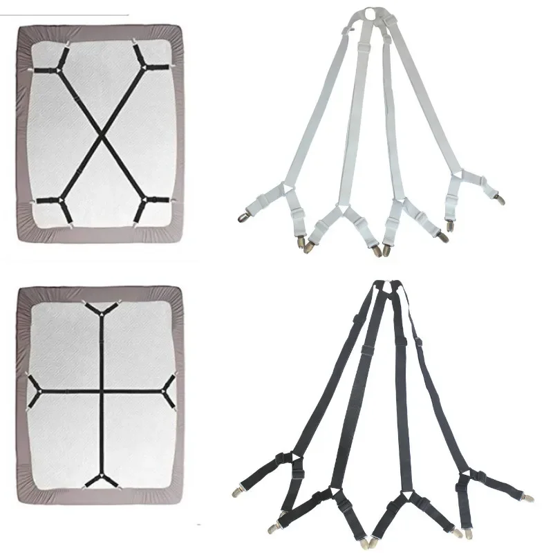 Adjustable Bed Fitted Sheet Straps Suspenders Grippers Home Textiles Organize Gadgets Crisscross Fastener Mattress Cover Clips