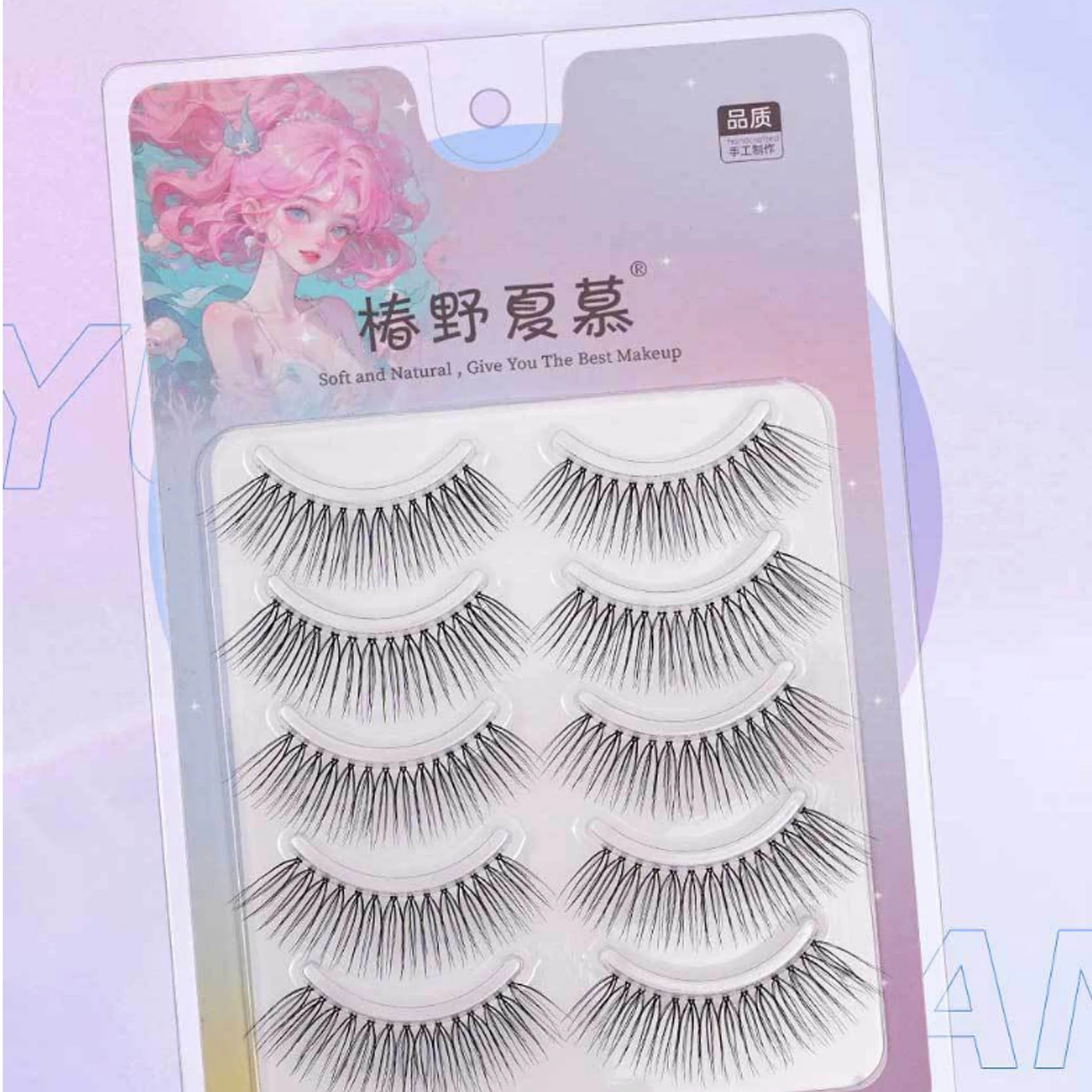 5 paar valse wimpers transparante bandstrip wimperverlenging dikke pluizige U-vormige nepwimpers make-up tool