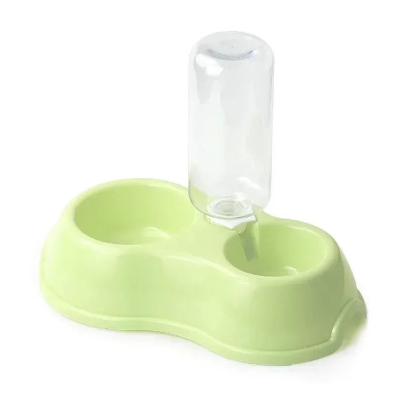 وعاء مياه بلاستيكي أوتوماتيكي متعدد الأغراض للحيوانات الأليفة مع وعاءين للكلاب والقطط بتصميم وعاء واحد لسهولة التنظيف