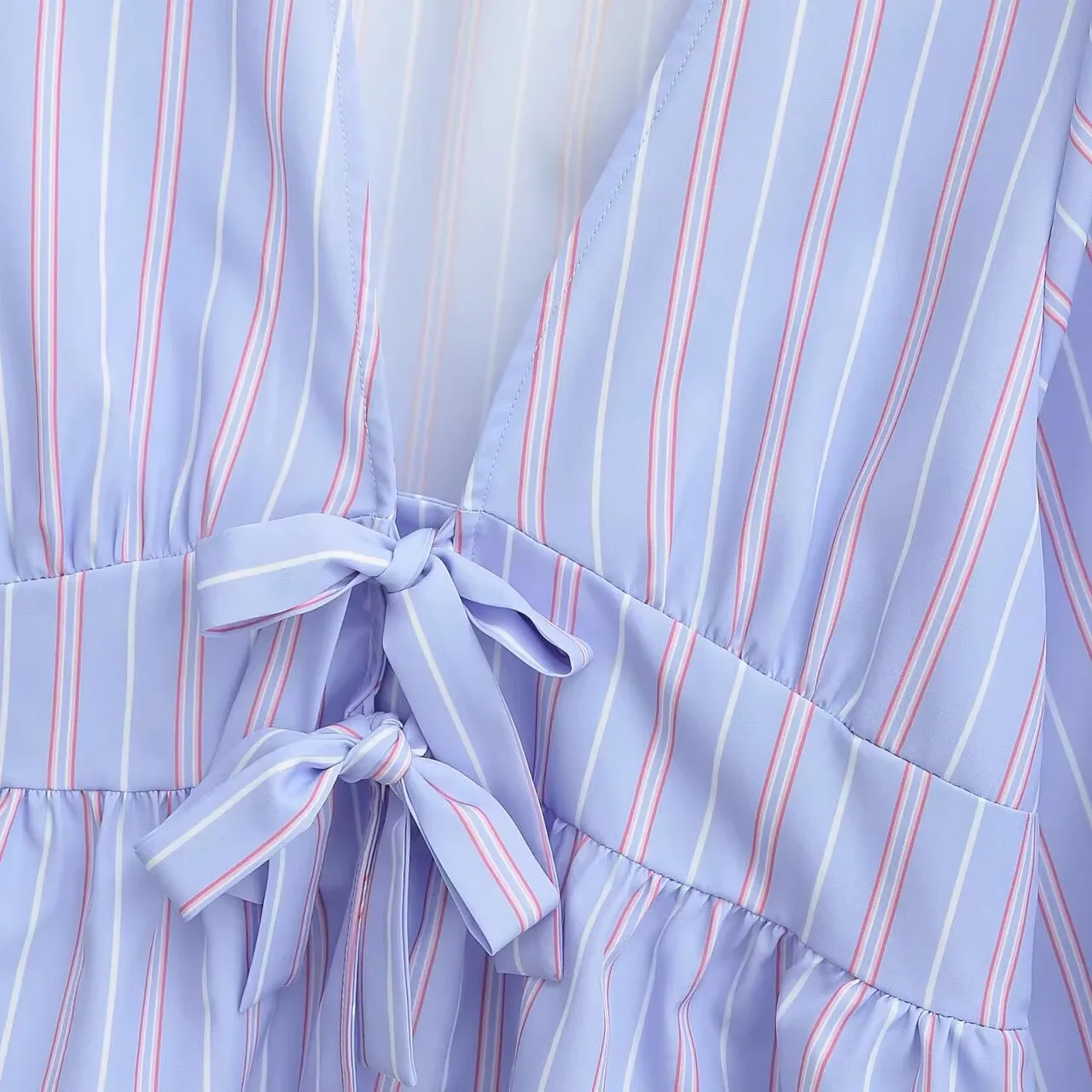 Pantaloni decorativi con nodo irt a righe da donna New Sle primaverili Sle francese vestibilità ampia lunga Sve poliestere V-ne