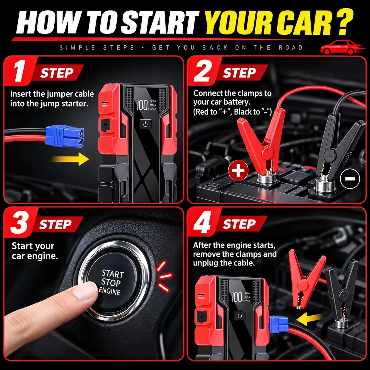 New 3000A 99800mAh 12V Car Jump Starter Car Battery Starters Portable Power Bank 12V Starting Device Booster Petrol Diesel Car