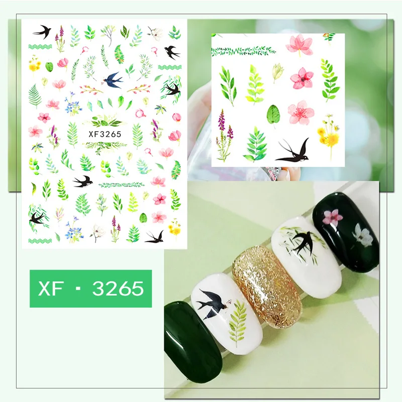 Renkli 3D Nail Art etiketler su transferi kar tanesi tasarım altın çıkartma tırnak sanat Sticker araçları XF6231