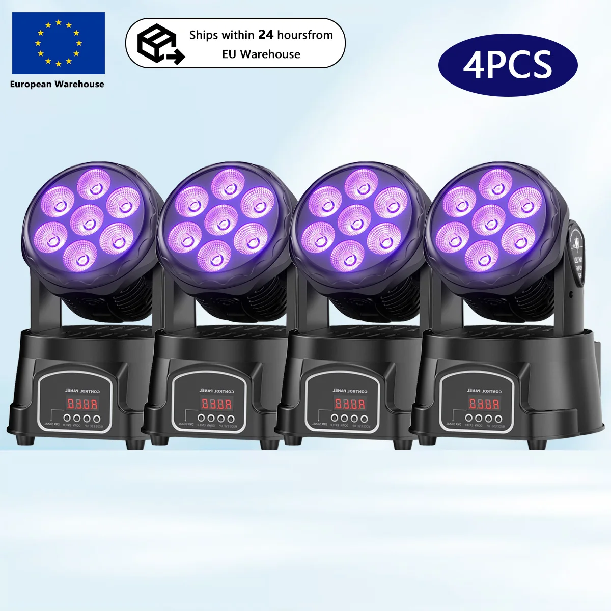 4PCS 7x10W LED Moving Head Light 4 IN 1 RGBW DMX512 Luce Wash Professionale per Effetti Scenici per Discoteca DJ Festa Musica Club Danza