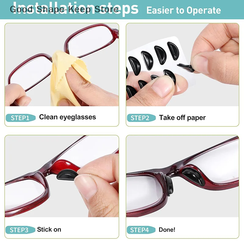 5Pairs Soft Silicone Adhesive Anti-Slip Nose Pads for Glasses Sunglasses Black/White Plastic Frame Compatible with All Glasses