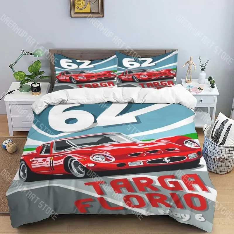 R-racing graphics Fashion Trendy Print Three-piece Suitable for Kids or Adults Quilt Cover Pillowcase Bedding Set Birthday Gift