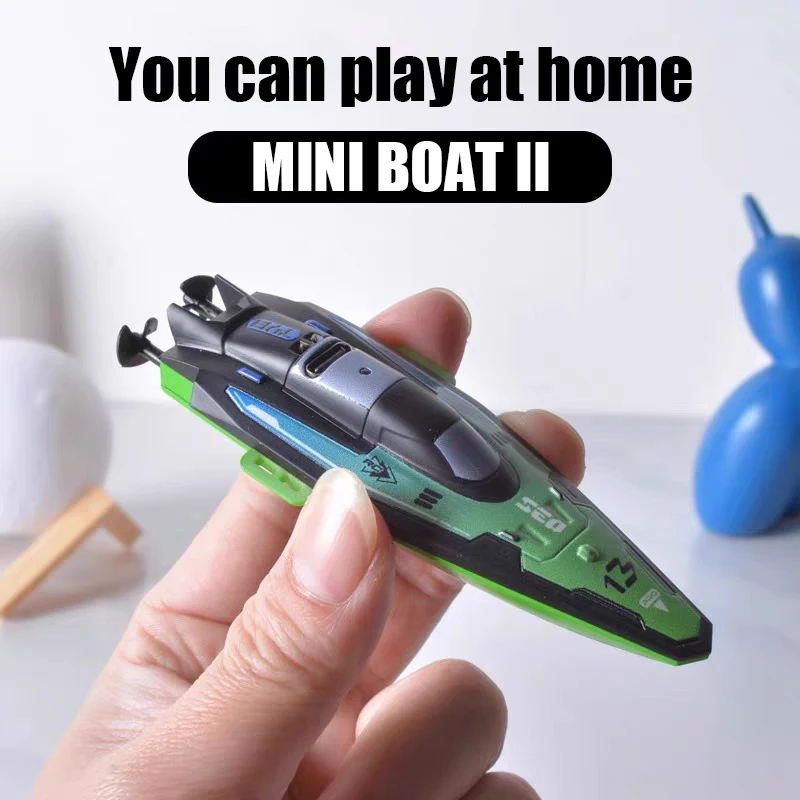 RC Boats 2.4G 4WD Mini Remote Control Boat with Light Speedboat for Pools Competitive Indoor Watercraft Toys For Kids Gifts