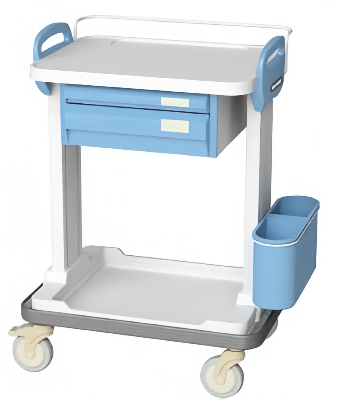 

Medical Utility Cart with Drawers & Side Bin, Mobile Trolley for Hospitals & Clinics
