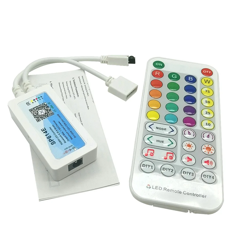 

Bluetooth RGB RGBW Controller DC 5-24V Mini 38 Key IR Remote Music MIC Timing SP614E LED Strip Controler