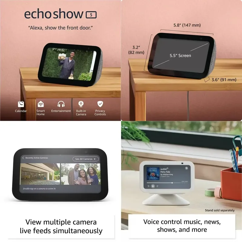 Echo Show 5 Smart Speaker with Screen Alexa Voice Assistant Smart Home Control Video Calling Built-in Camera & Privacy