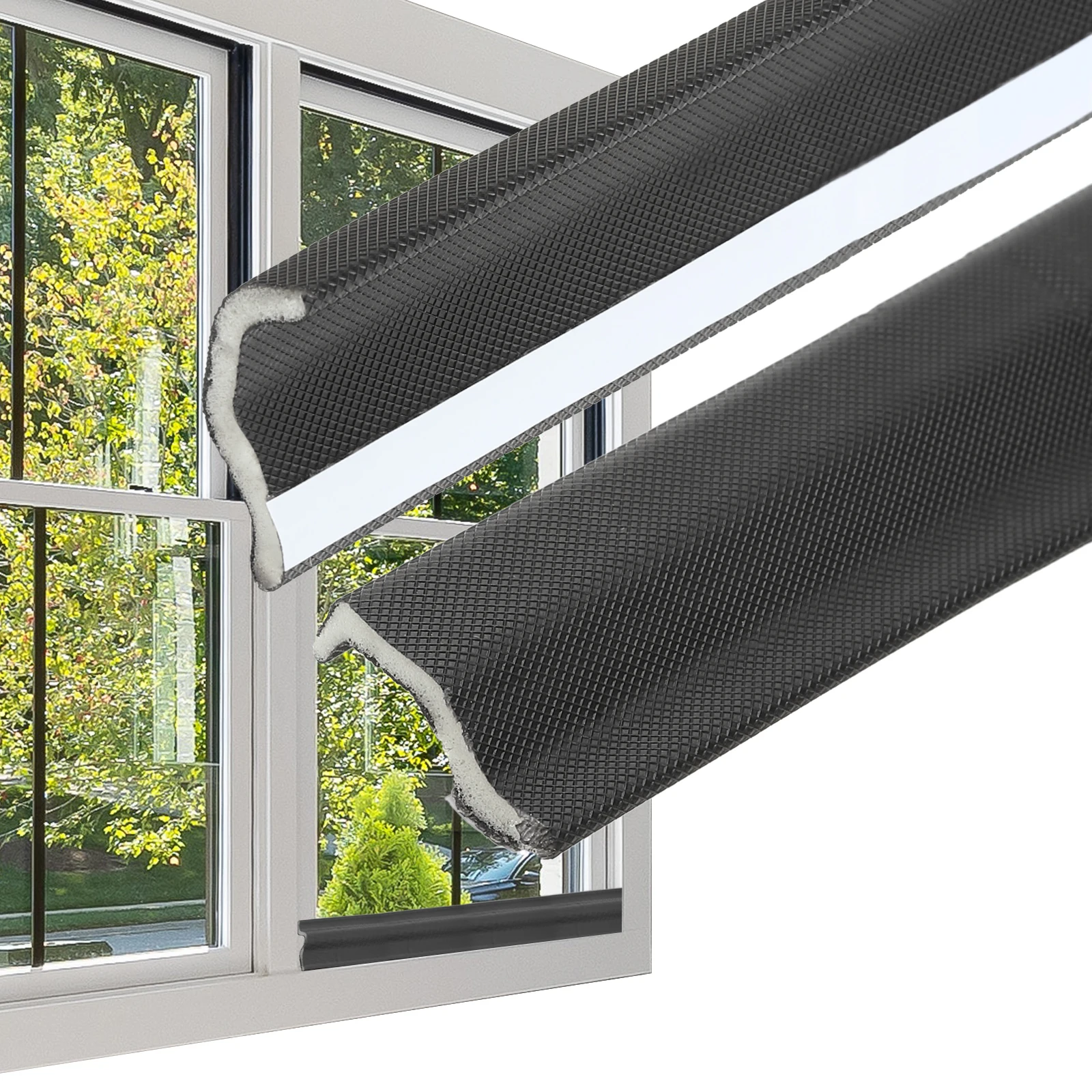 Uxcell Kerf Weather Stripping Door Seal Self Adhesive PU Foam Weather Strip V-Shaped Soundproof Door Insulation Strip for Window