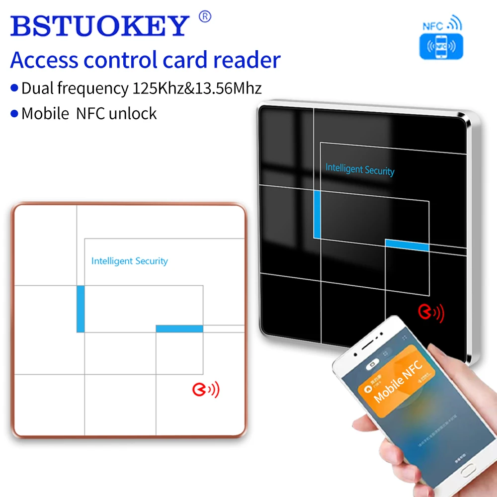 Nfc Dual Frequency Door Rfid Access Control Slave Reader Elevator Security 13.56 Mhz Keypad Metal Smart Card RS485 TTL Optional