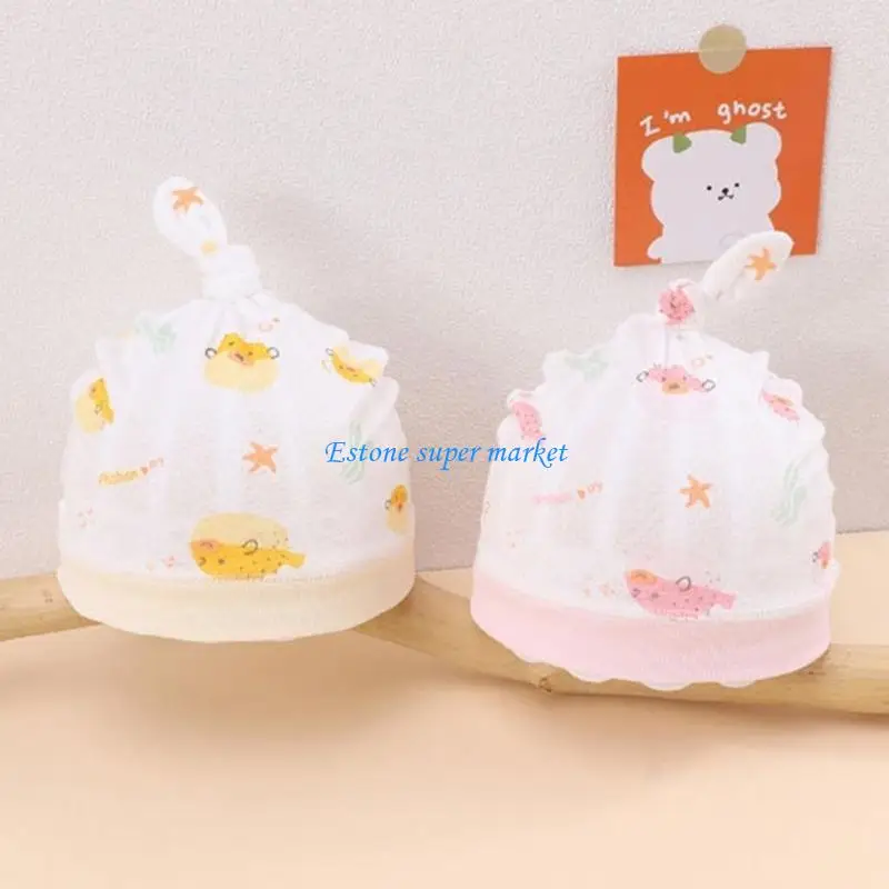 090B Mũ Muslin trẻ sơ sinh Mũi bé Bệnh viện Thin Bệnh viện Mũ Giới tính Trung tính Trẻ sơ sinh Mũ Tuarb