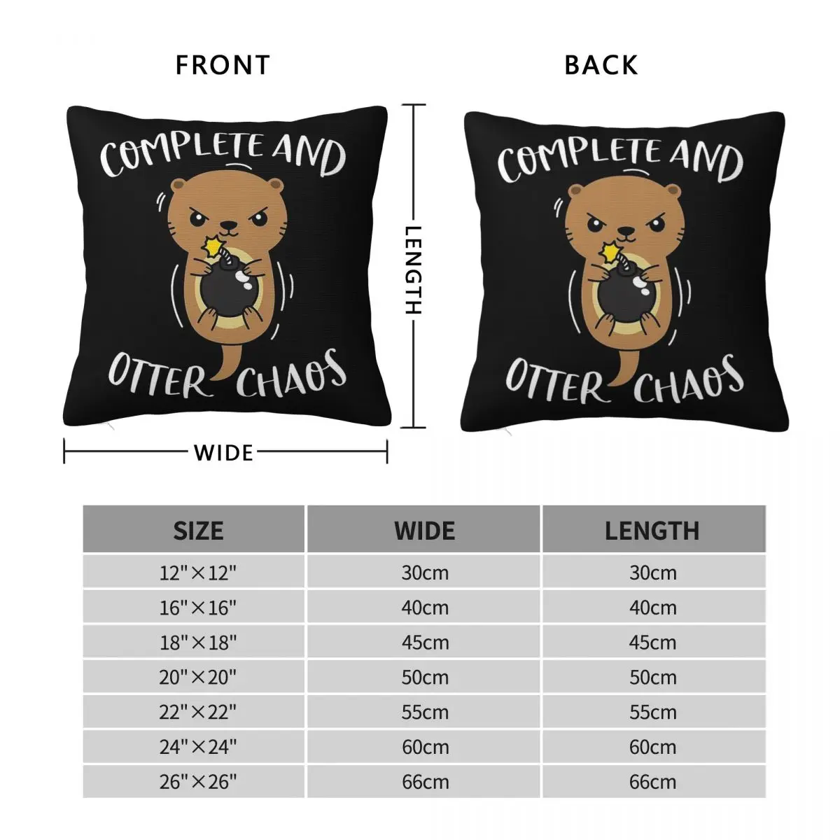 Complete And Otter Chaos Pun Square Pillowcase Polyester Linen Velvet Printed Zip Decorative Throw Pillow Case Bed Cushion Case