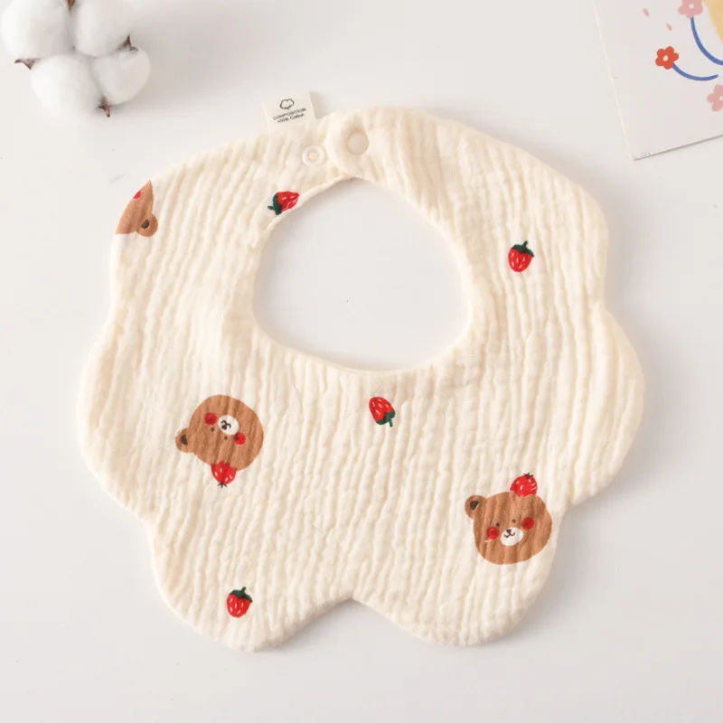 New Gauze Baby Feeding Bibs Summer Soft Cotton Petal Infants Cute Print Saliva Towel Newborn Toddler Burp Cloth Kids Bib