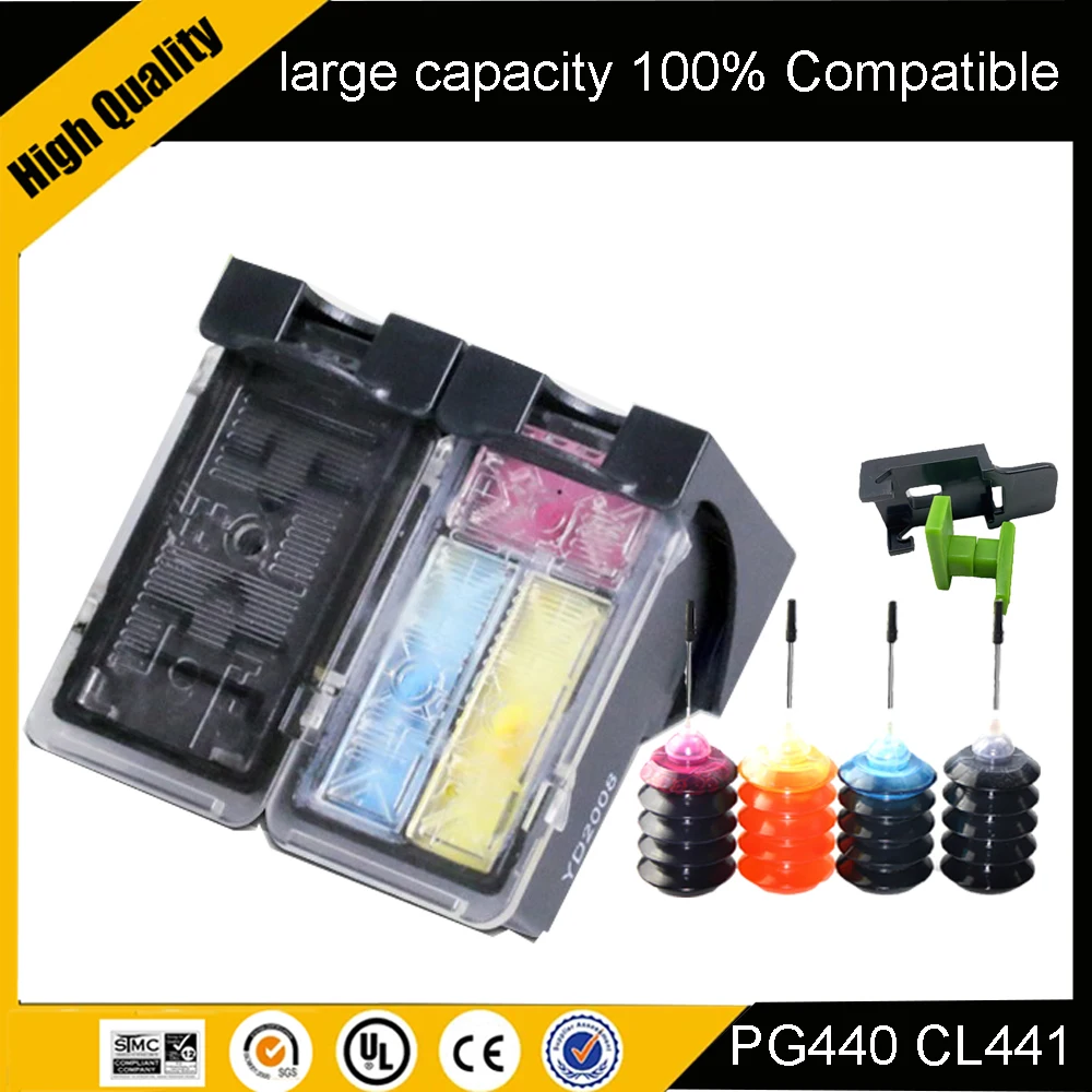 

Compatible PG440 CL441 Refillable Ink Cartridge for Canon MG3240 MG3540 MG4240 MG3640 MX524 MX454 MX374 MX434 MX450