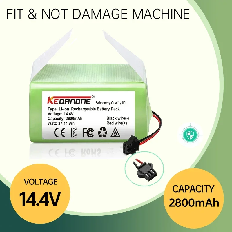 

2800mAh 14.4V battery conga 1090 990 950 cecotec Li-ion battery for Ecovacs Deebot DN621 601/605 Eufy RoboVac 35C Panda i7 V710