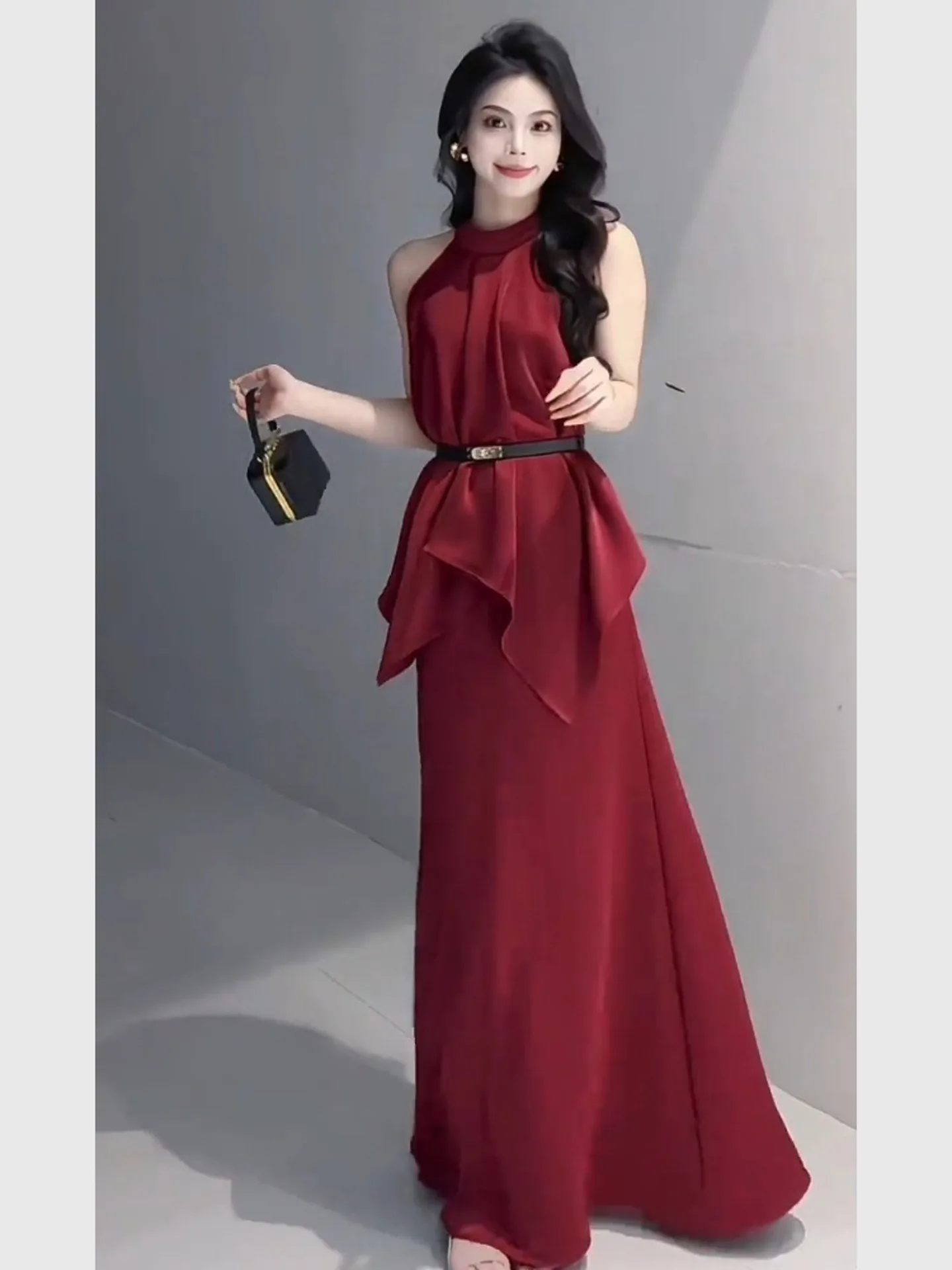 

2025 New Summer Red Sleeveless Top+Women's Long Skirt 2-piece Women's Set