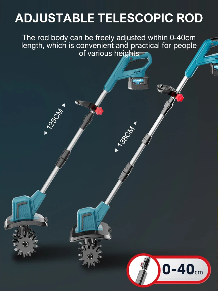 Cultivateur 21V motoculteur électrique pour batterie Makita 4 lames tondeuse à gazon électrique sans fil coupe gazon outils de jardin (sans batterie)