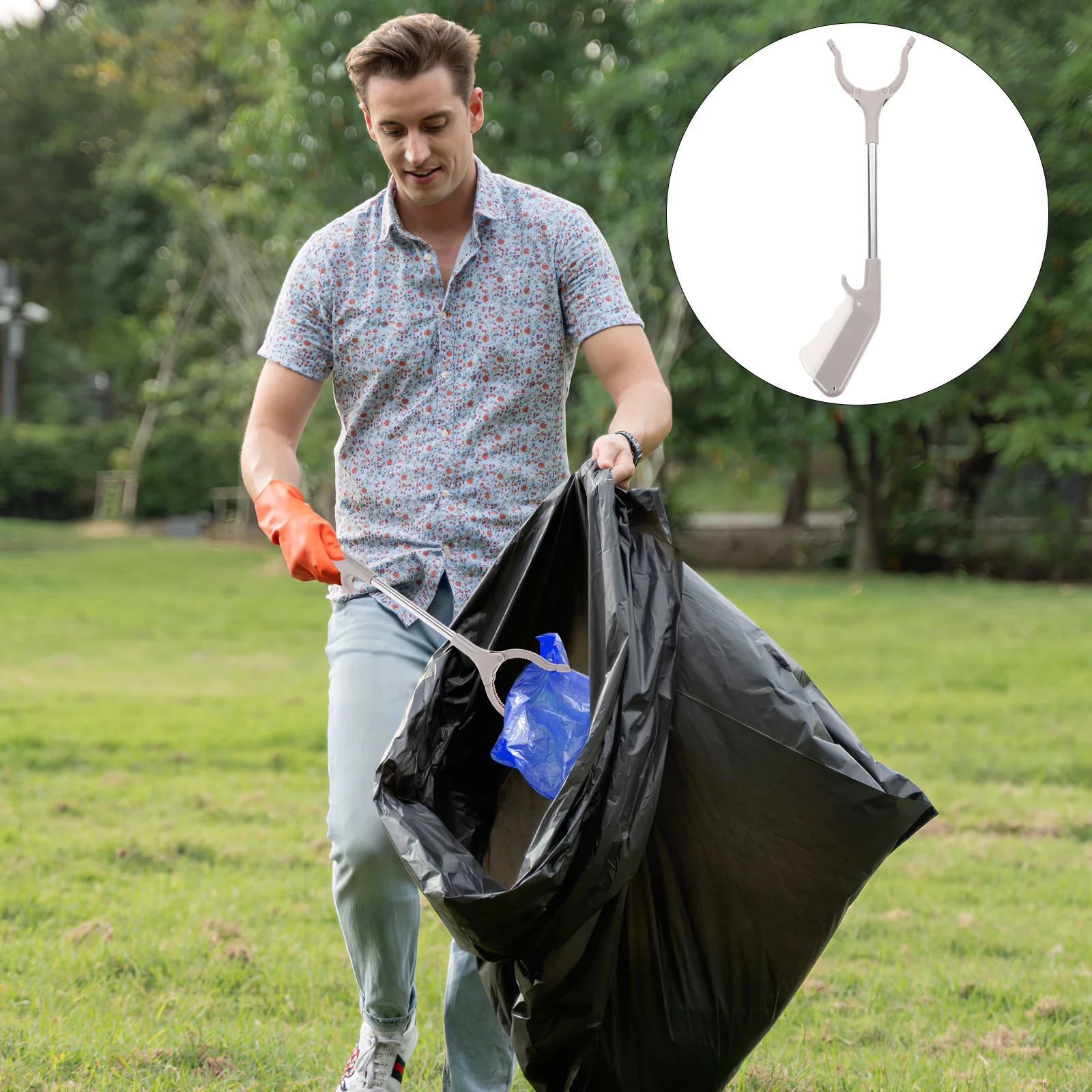 

2Pcs Stainless Steel Trash Clamp Non-Slip Handle Ergonomic Grabber Tool for Picking Up Trash Garbage Litter Reach High Shelves