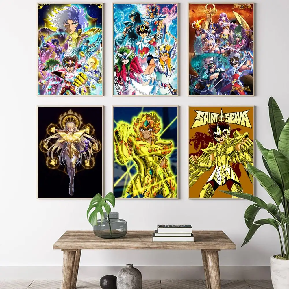 1PCS frameless Saint Seiya Classic Anime Painting Calligraphy HD Canvas Poster living room bedroom bar aesthetic decoration