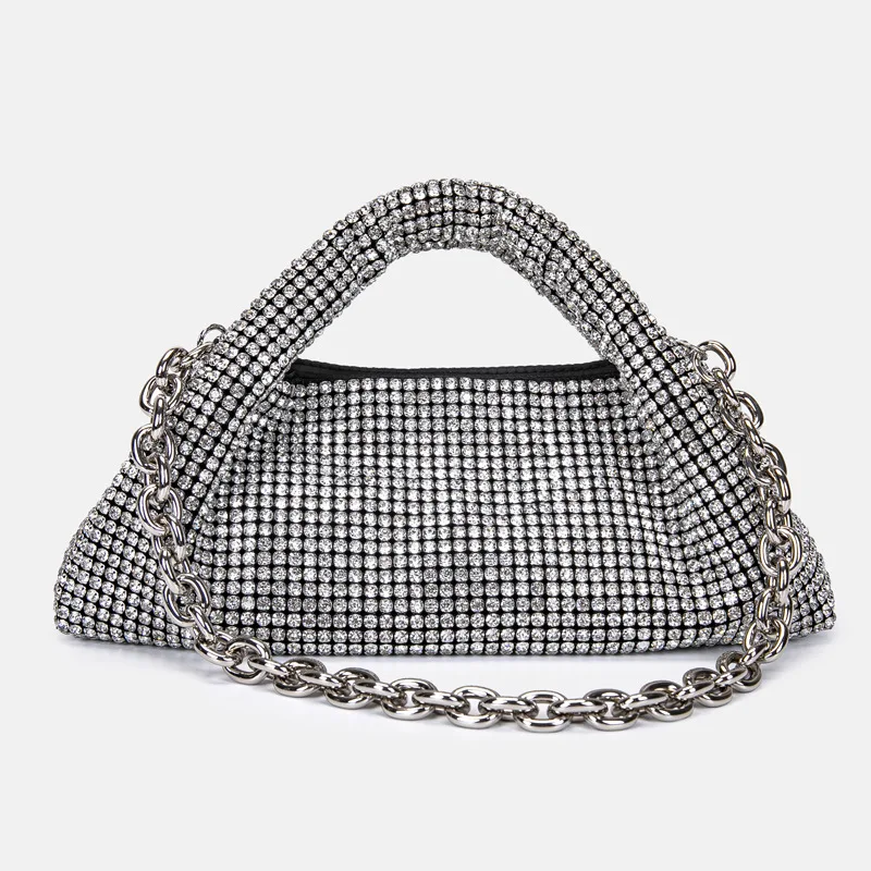 Original Niche Bucket Handbag Rhinestone Vegetable Basket Chain Out Drill Bag Premium Shoulder Messenger Bag Women Woman Handbag