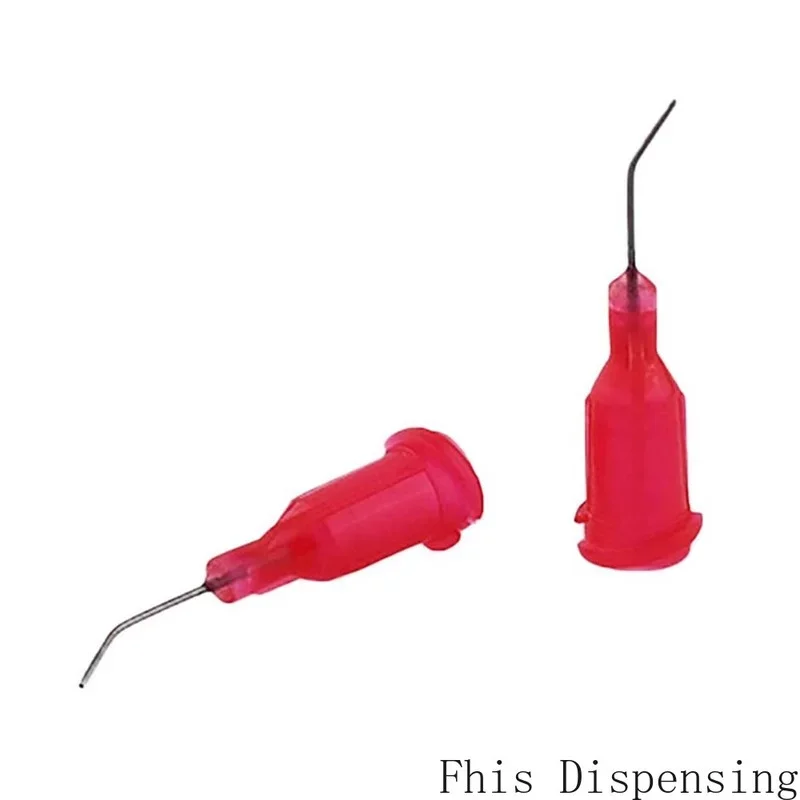 Embouts émoussés de Distribution en acier inoxydable 100, aiguilles de Distribution coudées de 25G à 45 degrés