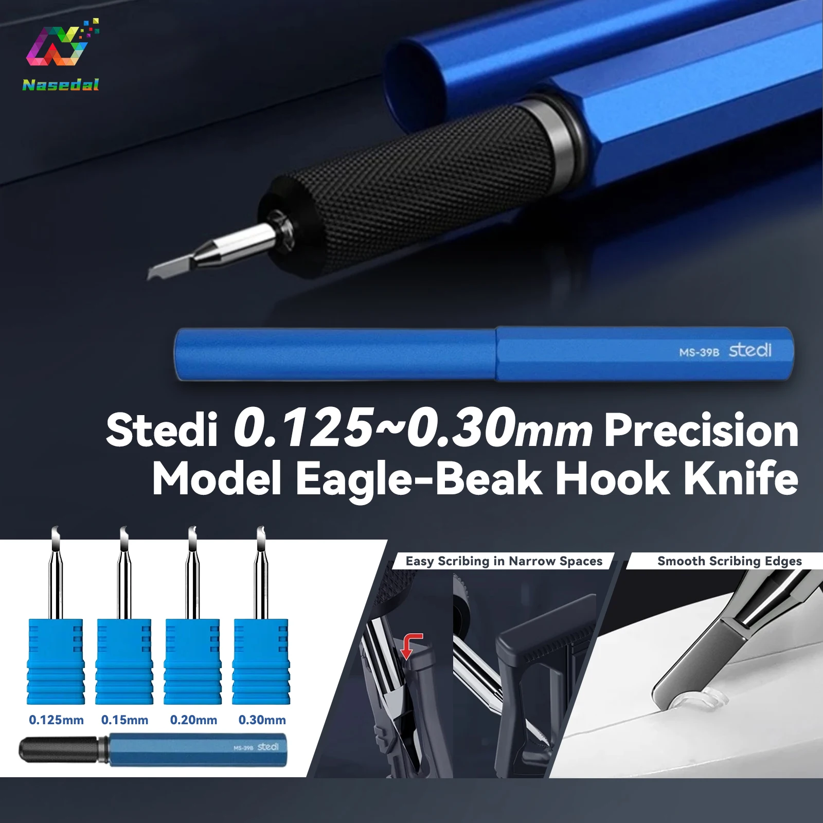 Stedi Precision Hook Chisel Knife 0.125-0.30mm Hand Tool for Gundam Scale Model DIY Scribing Trimming Carving Hobby Accessories