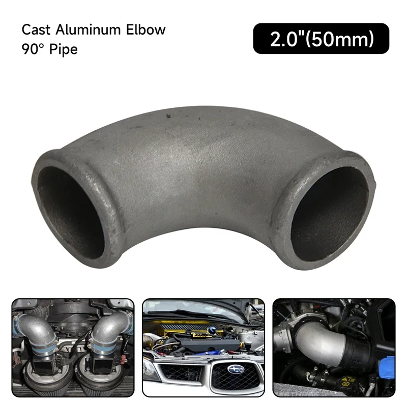 

SILVER 50mm 2" Pipe Joiner Cast Aluminum 90 Degree Elbow Pipe Turbo Intercooler pipe 50mm 2''inch