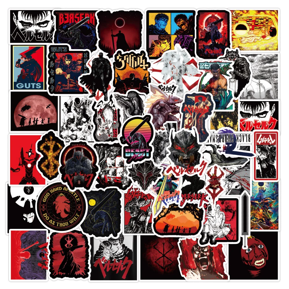 50PCS Guts Japanese Anime Berserk Graffiti Sticker for Luggage Laptop Skateboard Motorcycle Notebook Sticker