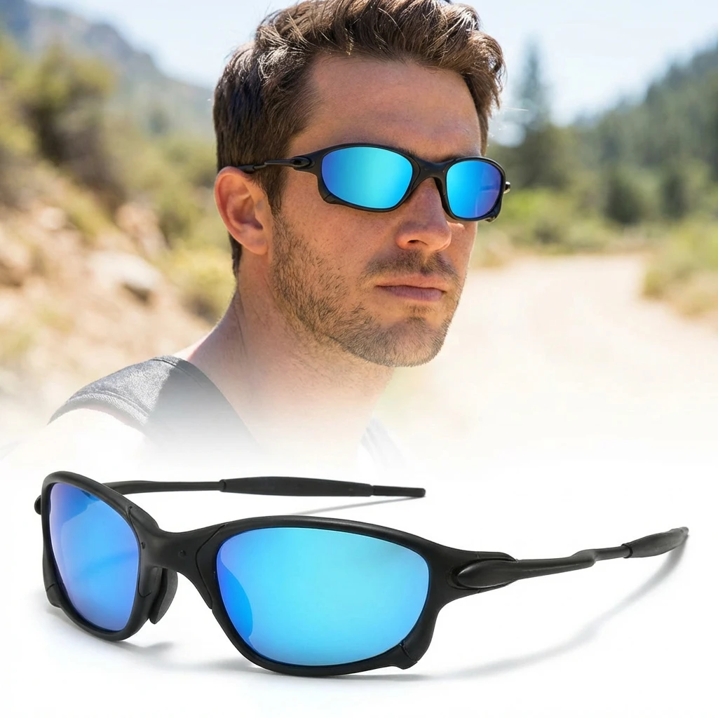 

Поляризованные солнцезащитные очки с черной металлической оправой, защита от УФ-излучения UV390, футуристический технологичный стиль, для активного отдыха, велоспорта, вождения