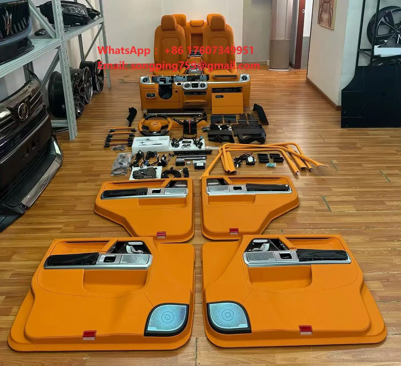 Car Interior Upgrade Kit for Mercedes Benz G Class W463 Change to W465 Full Orange Leather Interior Modification Parts