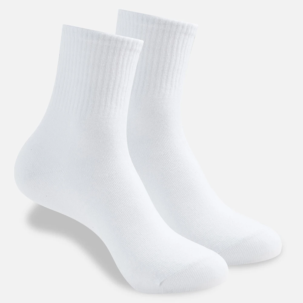 6 Pairs White Trendy Mid Calf Men Socks Size Us 5-9 Couple Comfortable Everyday Wear Breathable Cotton  Socks