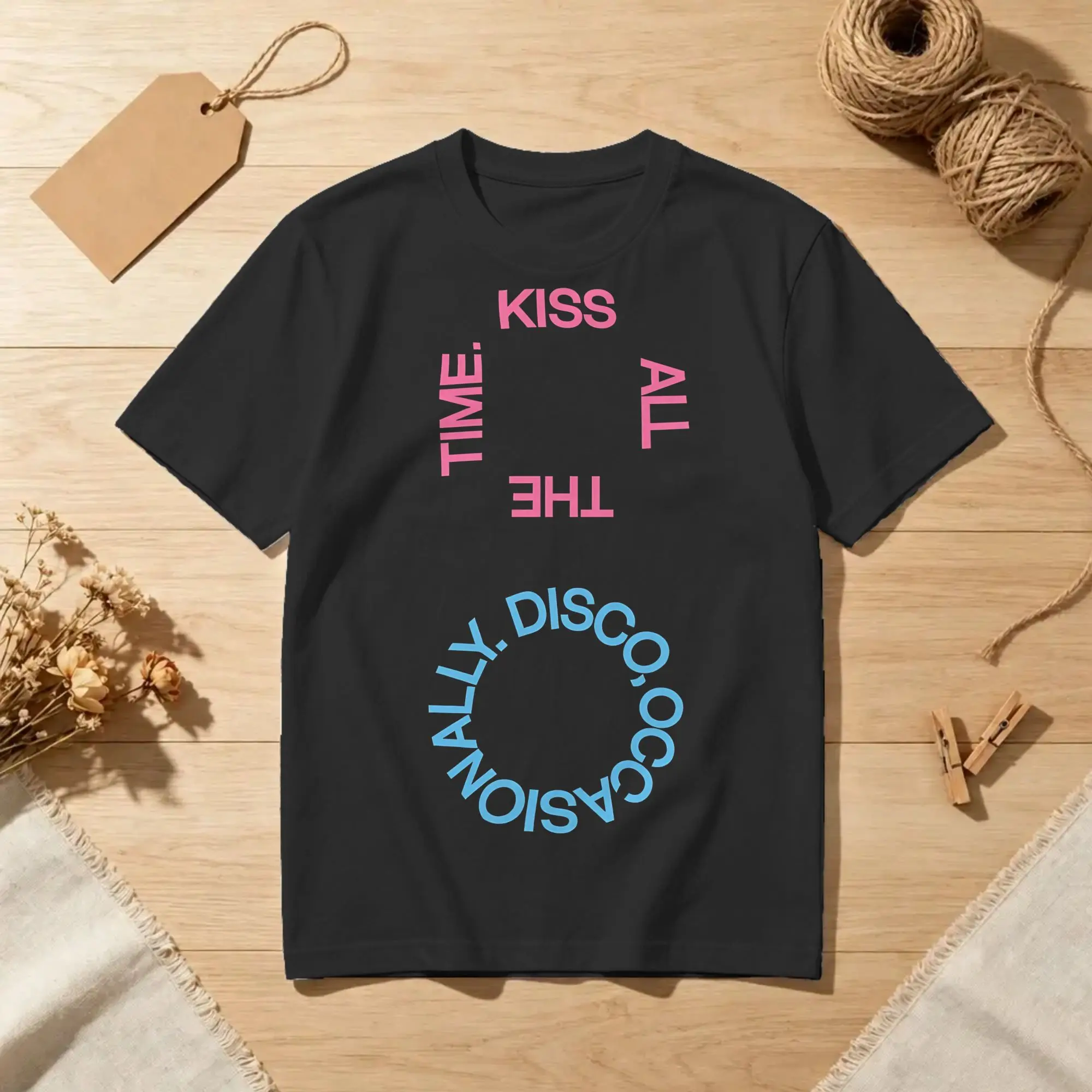Camisetas Disco Kiss All The Time para Homens e Mulheres, Estilos de Cantores Harrys, Camisetas de Algodão Puro, Camisetas de Gola Redonda, Roupas Plu