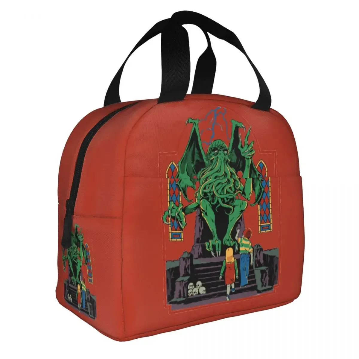 Trust In God Insulated Lunch Bags Cooler Bag Lunch Container Horror Halloween Retro Cthulhu Lovecraft Occult Tote Lunch Box