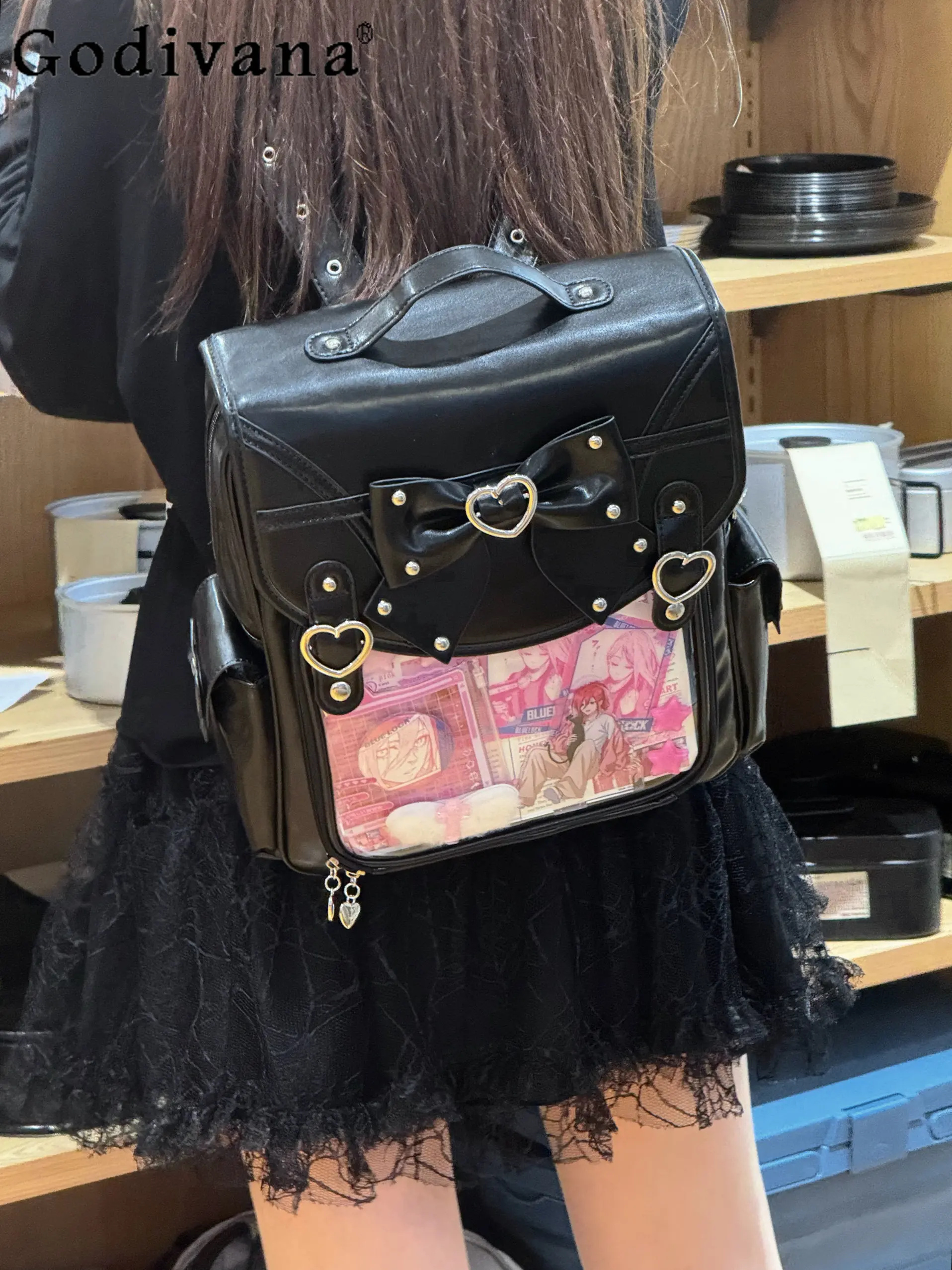 Japanese Original College Style Versatile Commuter Backpack Daily Sweet Cool Hot Girl Dark Loli Girl Small Capacity Pain Bag