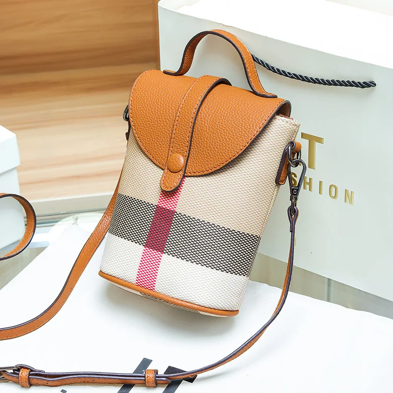 Tas Selempang Kotak-kotak Patchwork Trendy Musim Gugur 2025 - Dompet Ponsel Selempang/Bahu, Tas Jinjing Kecil, Gaya Vintage & Modern