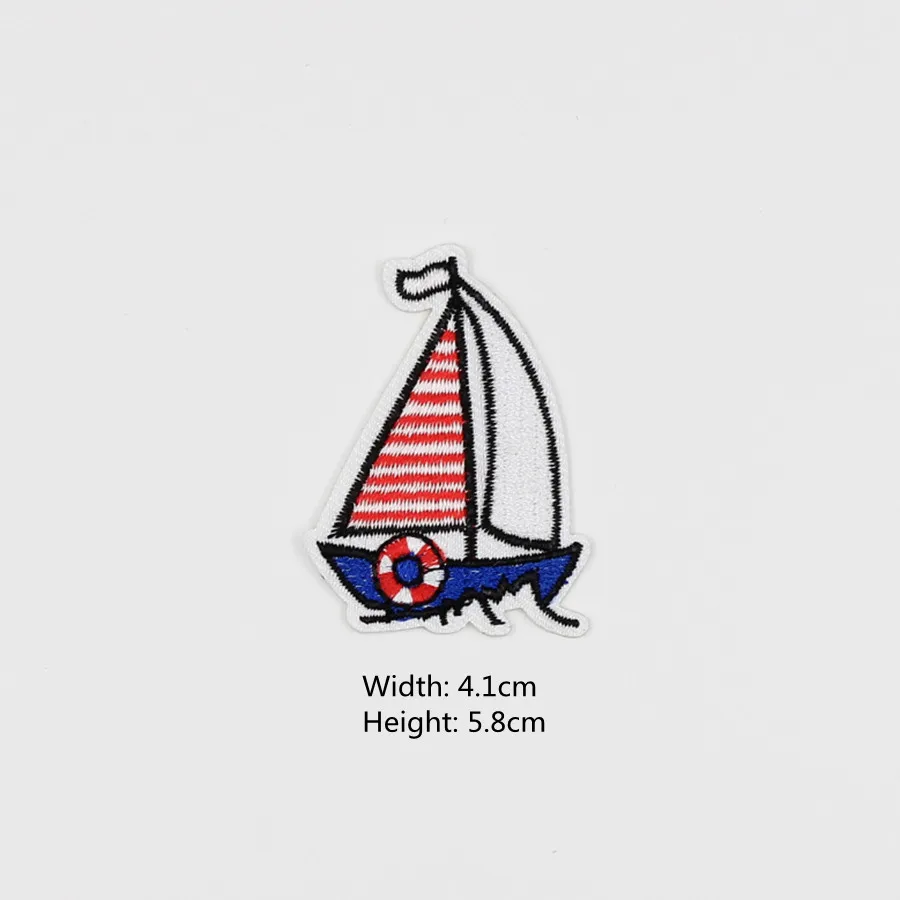 10pcs Embroidered Vessel Patches Iron On Cartoon Boat Stickers DIY Sewing Appliqued Clothing Patch Accessories