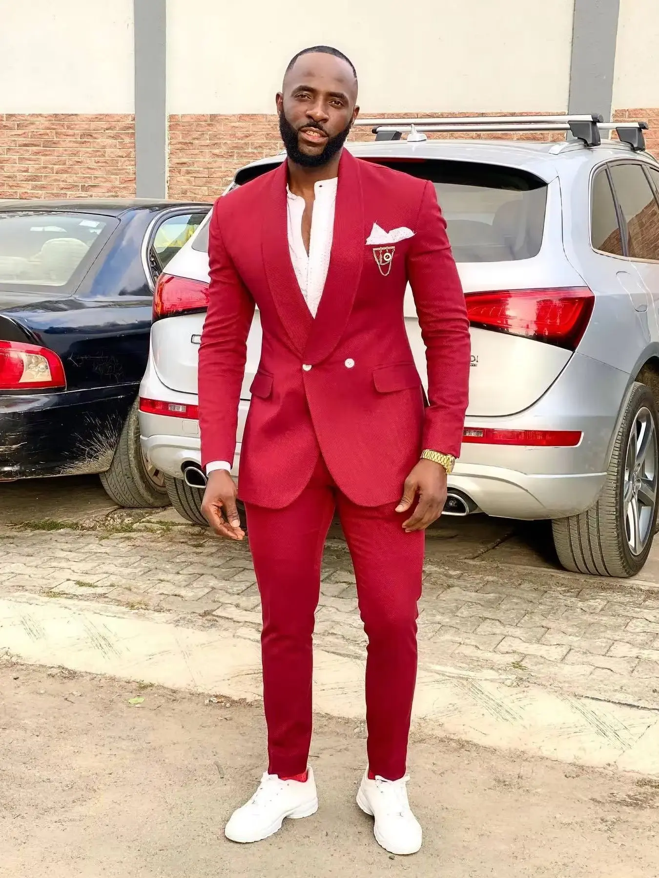 

Мужские костюмы, блейзеры, Красный мужской костюм, двубортные блейзеры, комплекты для свадьбы, приталенные мужские смокинги, шаль, лапл-пиджак и