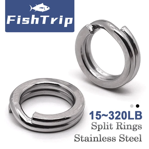 FishTrip-anillos divididos para pesca, paquete de 30 ~ 200, anzuelo de señuelo de agua salada de alta resistencia de acero inoxidable, conector de pesca, aparejos terminales
