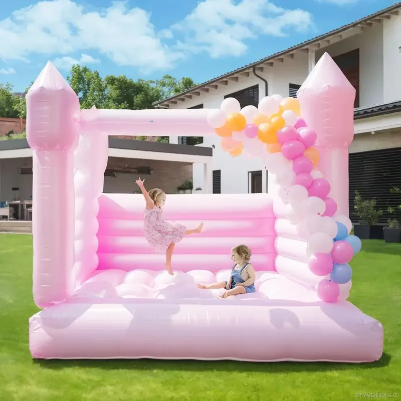 Grand Château Gonflable Rose en PVC 100% pour Enfant et Adulte, Maison Gonflable pour Mariage et ixd'Anniversaire