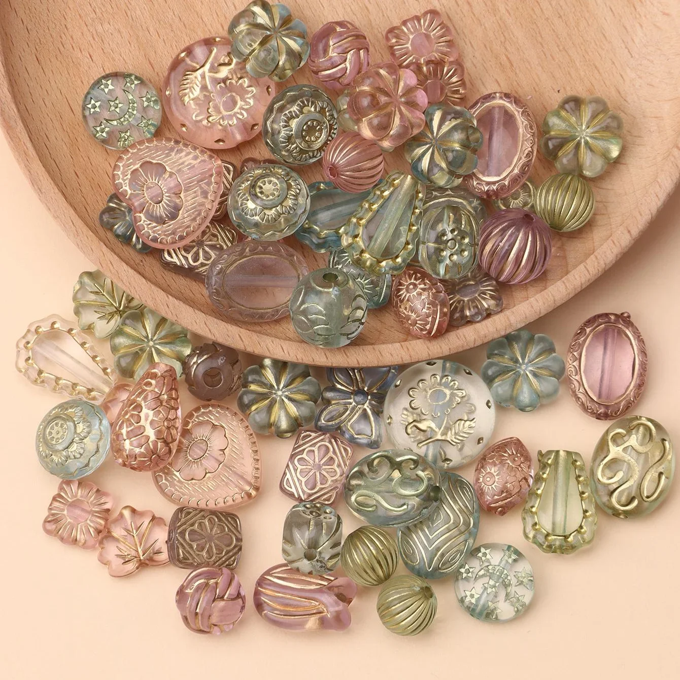 

40g 1-pack Randomly Mixed Oval Shaped Loose Beads DIY Jewelry Mobile Phone Chain Bracelet Hair Decoration Package Material