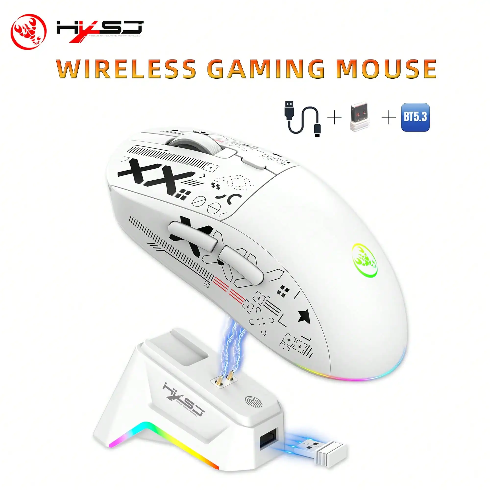 T90 PRO three-mode charging seat wireless mouse RGB backlight 12000dpi silent gaming mouse suitable for desktop notebooks