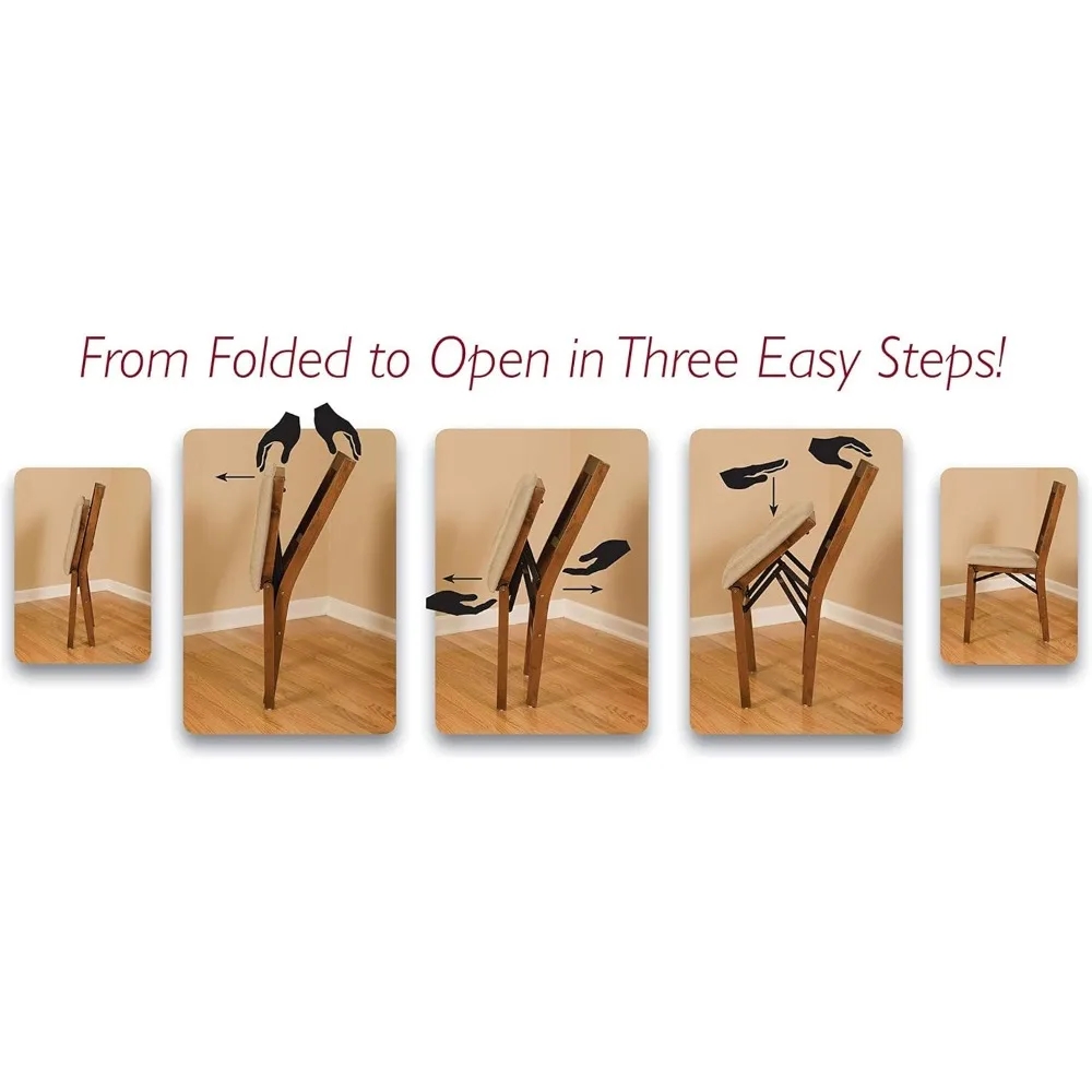 Stakmore Retro Gestoffeerde Rugklapstoel Fruithout Afwerking, Set Van 2