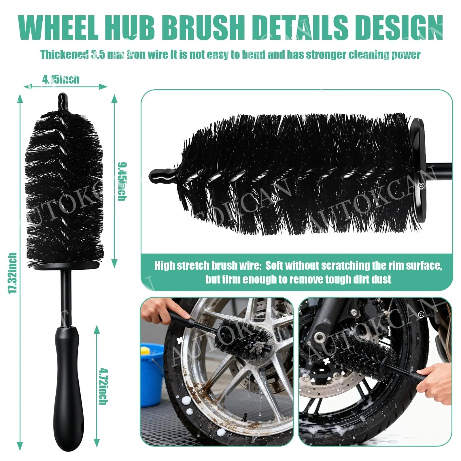 Motorcycle Washing Kit Auto Maintenance Car Detailing Brushes Strong Water Absorption Microfiber Towel Car Wheel Wash Brush Tool